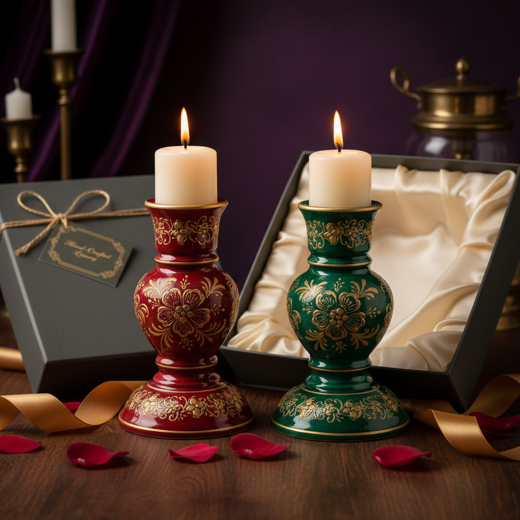 Jewel-Tone Ceramic Candle Holder Set – Ruby & Emerald
